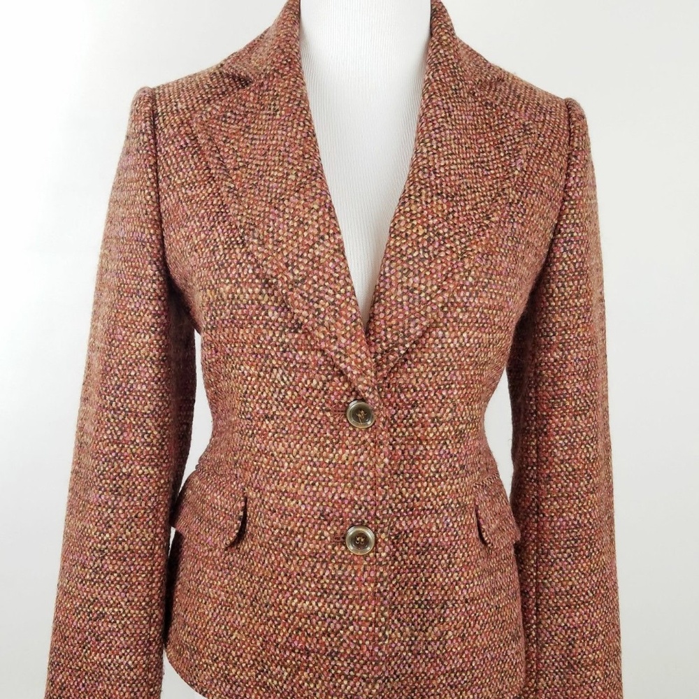 The Limited Size 2 Blazer Tweed Brown Pink Wool